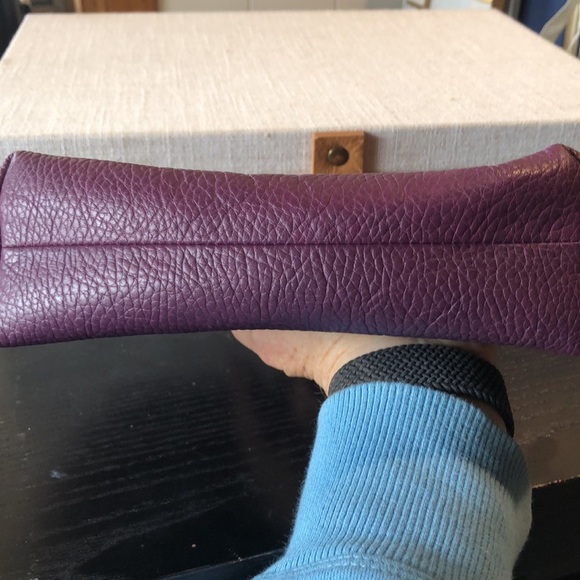 Londo purple leather pouch for make up or checkbook small insert or clutch 10x6 - Picture 6 of 6
